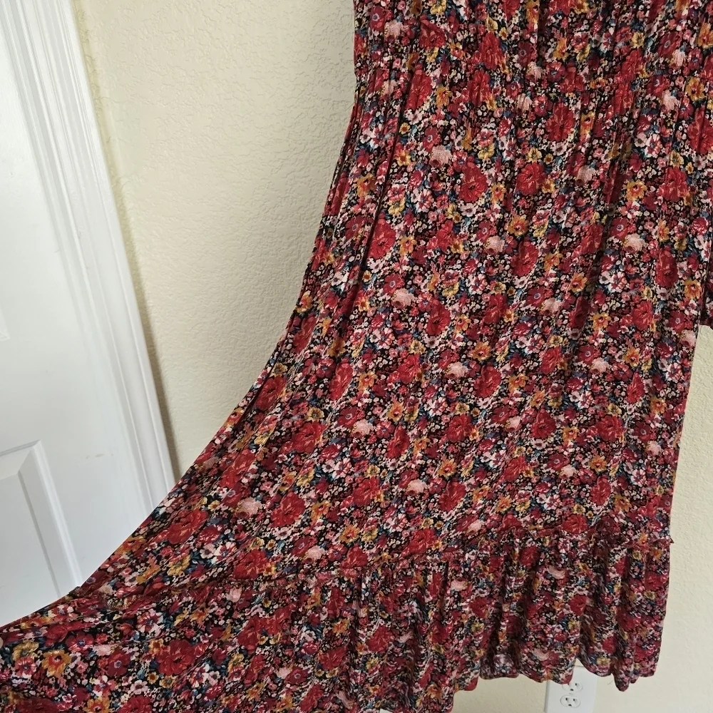 Hayden Los Angeles NWT Floral Print Ruffled Square Neck Midi Dress 2X - Picture 8 of 9